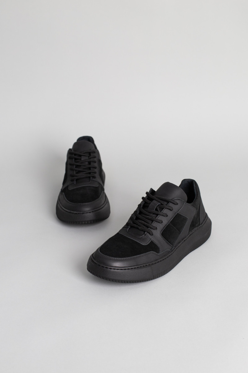 Чоловічі кросівки ShoesBand Чорні натуральні шкіряні з вставками замші 44 (29,5 см) (S80131)