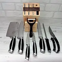 Набір ножів 9 предметів Edenberg на бамбуковій дерев'яній підставці EB-3612