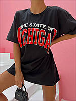 Женская удлиненная футболка оверсайз с рисунком и надписью повседневная (р. 42-46) 80FU1101
