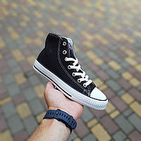 Женские летние кроссовки Converse All Star Чёрные на белой подошве модные женские кросовки конверс