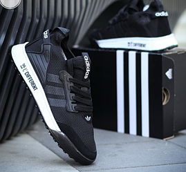 Чоловічі кросівки Adidas Black White Адідас чорні текстиль демісезонні повсякденні