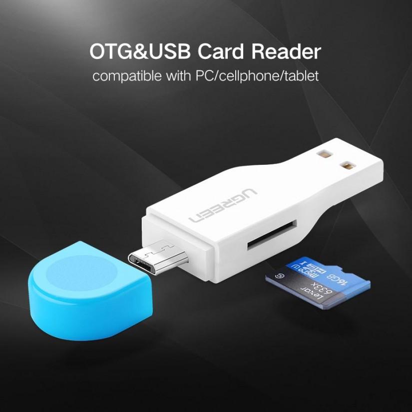 Кардридер USB + Micro USB OTG Ugreen 30358 c поддержкой карт до 128 Гб (Белый) - фото 7 - id-p980010784