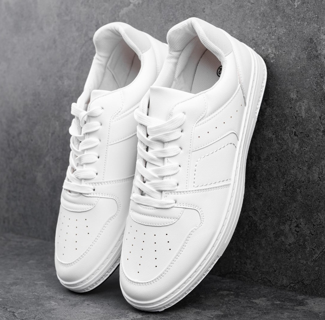 Чоловічі кеди кросівки весна-осінь повсякденні класичні білі Туреччини. Живе фото, фото 1