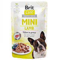 Влажный корм для собак малых пород Brit Care Mini pouch ягненок в соусе 85гр*24шт
