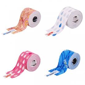 Кінезіо тейпи з оригінальним принтом Nasara Plus 5 см x 5 м (6 шт., мікс кольорів)