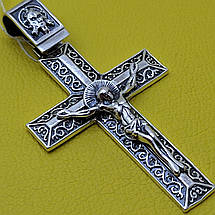 Срібний комплект хрестик з ланцюжком на шию срібло 925 проби чорнене, фото 2