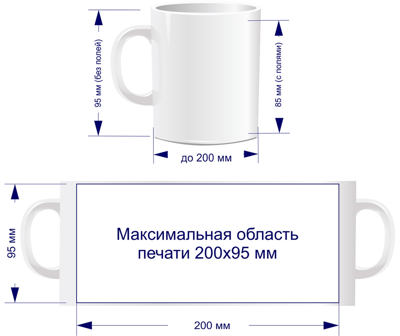 Чашка для сублимационной печати белая, ручка и внутри голубая 330 мл евроцилиндр - фото 3 - id-p1653711100