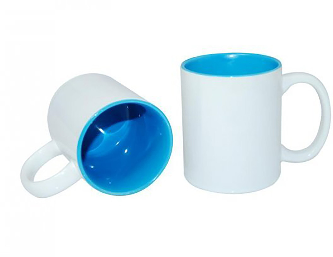 Чашка для сублимационной печати белая, ручка и внутри голубая 330 мл евроцилиндр - фото 2 - id-p1653711100