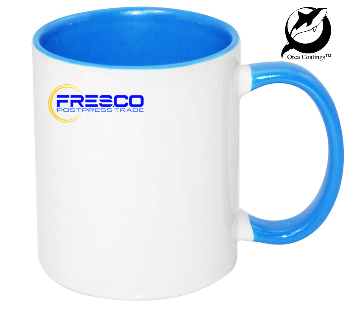 Чашка для сублимационной печати белая, ручка и внутри голубая 330 мл евроцилиндр - фото 1 - id-p1653711100