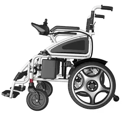 Складний електричний візок для інвалідів MIRID D803 з рамою помаранчевого кольору. Літієва батарея
