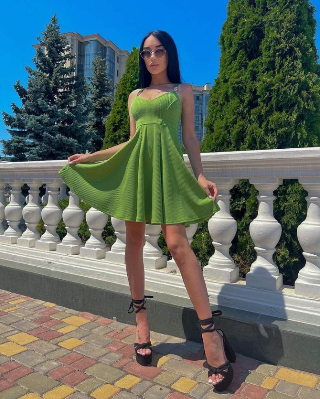 Жіноча трикотажна сукня Poliit 8903 зелений 38, фото 1