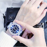 Женские кварцевые часы Geneva Lighter с подсветкой и каучуковым ремешком, Женские классические часы кварцевые