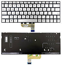 Клавіатура Asus ZenBook 13 UX333FA UX333FN срібляста без рамки Прямий Enter підсвітка PWR UKR Original PRC (0KN1-6A2UA13)