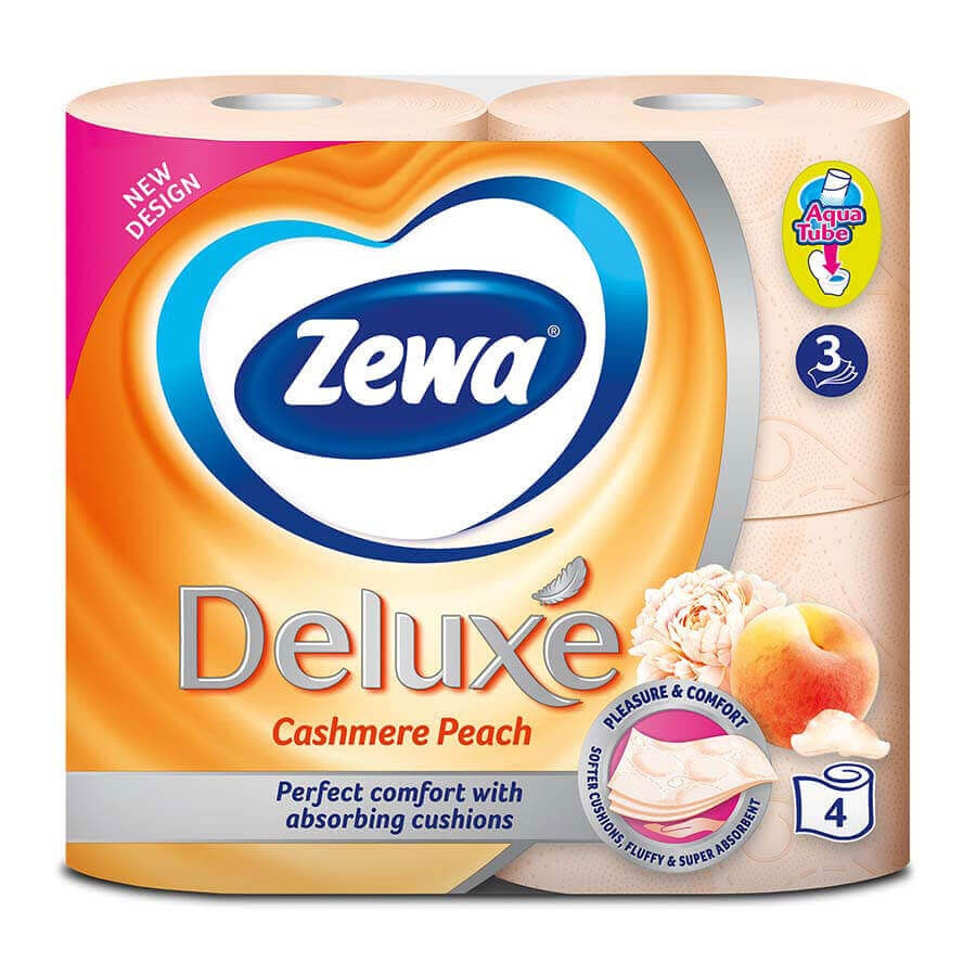 Туалетная бумага Зева Делюкс Персик Zewa Deluxe Peach трехслойная 4рул ...