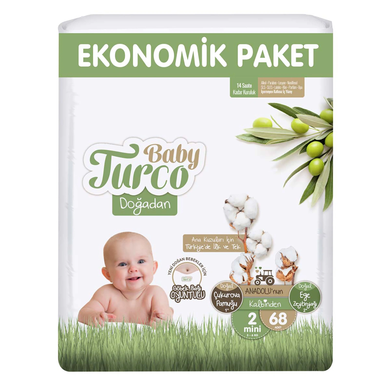 Підгузки дитячі Baby Turco 2 mini, 68 шт., фото 1
