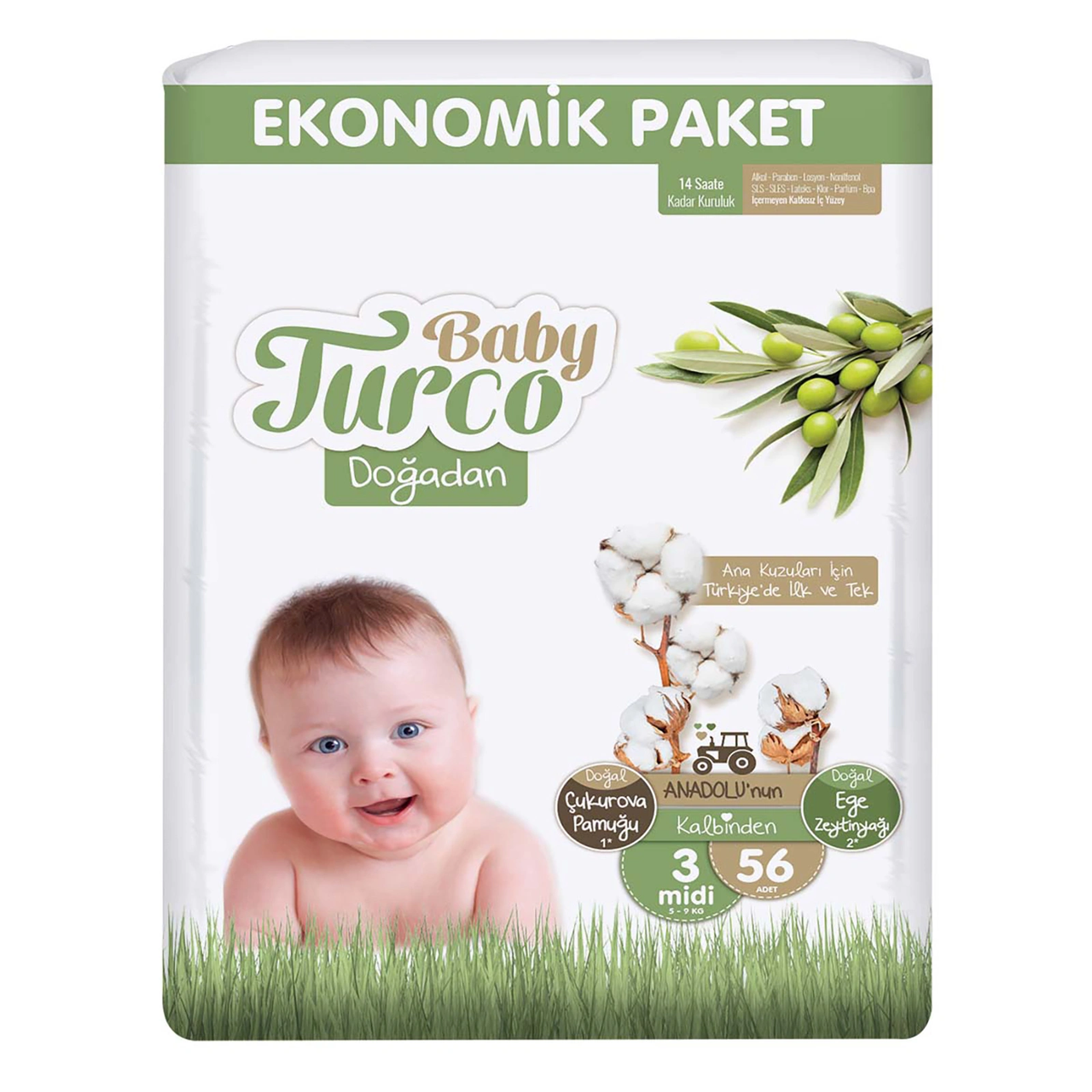 Підгузки дитячі Baby Turco 3 midi, 56 шт., фото 1