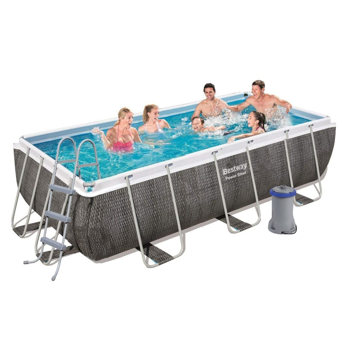 Каркасний прямокутний басейн Bestway 56721, 404х201х100 см Power Steel з фільтром, для всієї родини