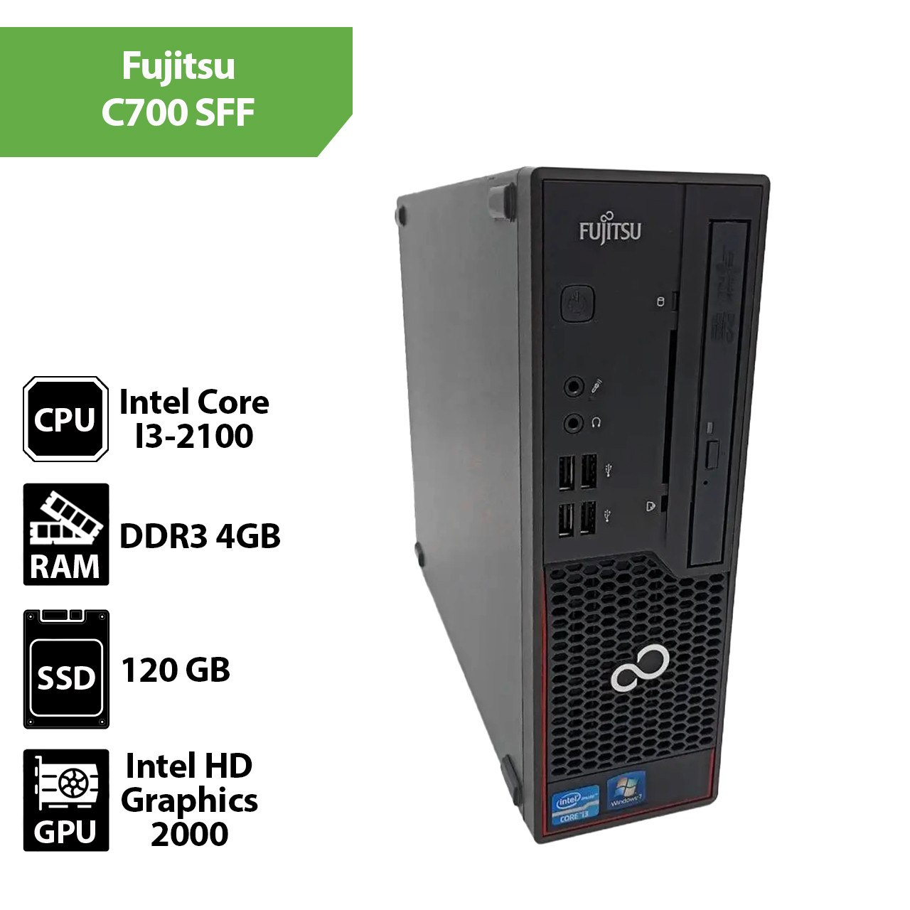 Системний блок Fujitsu C700 SFF (Core I3-2100/4Gb/SSD 120Gb)