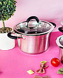 Набір кухонного посуду з неіржавкої сталі 3 предмета Edenberg EB-2403 Набір каструль для індукційної плити, фото 3