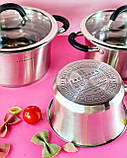 Набір кухонного посуду з неіржавкої сталі 3 предмета Edenberg EB-2403 Набір каструль для індукційної плити, фото 8