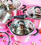 Набір кухонного посуду з неіржавкої сталі 4 предмета Edenberg EB-2405 Набір каструль із неіржавкої сталі, фото 2
