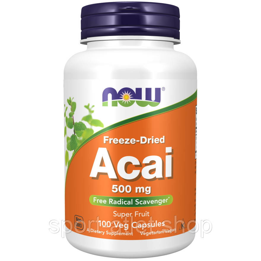 Натуральна добавка NOW Acai 500 mg, 100 капсул
