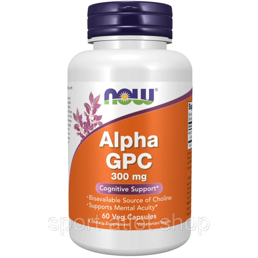 Натуральна добавка NOW Alpha GPC 300 mg, 60 капсул, фото 1