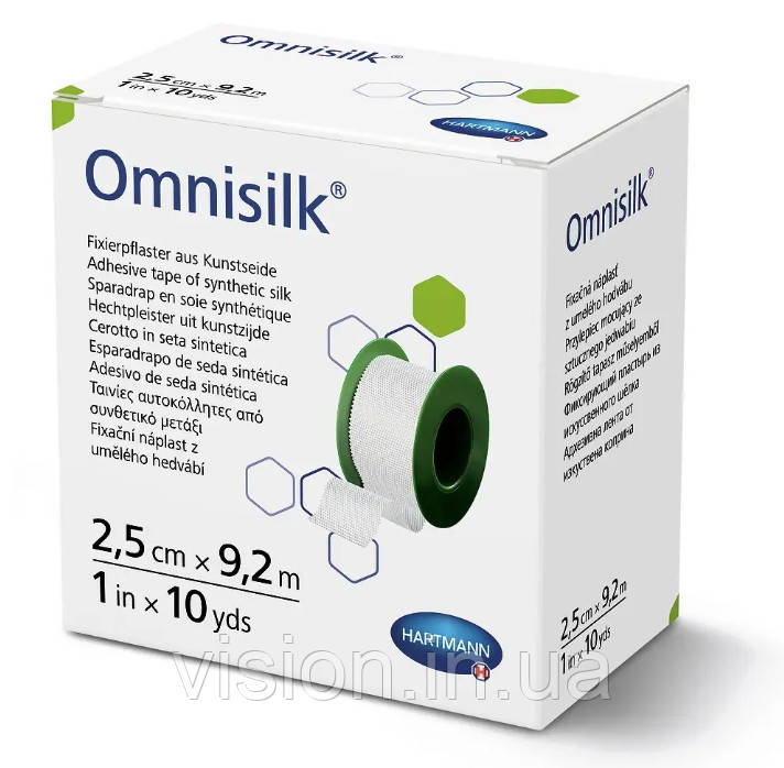 Пластир фіксуючий Omnisilk 2,5 см х 9.2м 1шт зі штучного шовку, фото 1
