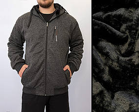 Толстовка спортивна чоловіча зимова на хутрі з капюшоном Кофта на блискавці XL-5XL