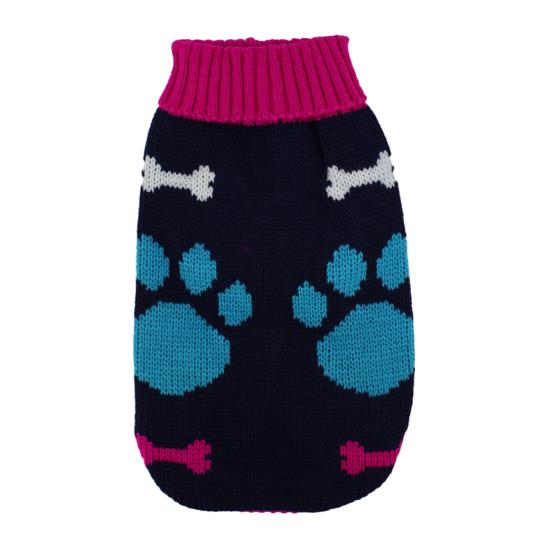Светр для собак Taotaopets 357704 Лапки та кісточки Dark Blue L кофта