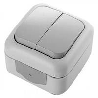 Вимикач 2кл. PALMIYE IP54 (сірий) 10шт/уп. (арт. 90555502)