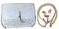 Канва с фурнитурой набор для создания сумки своими руками №17 цвет золото ручка жемчуг (5144)