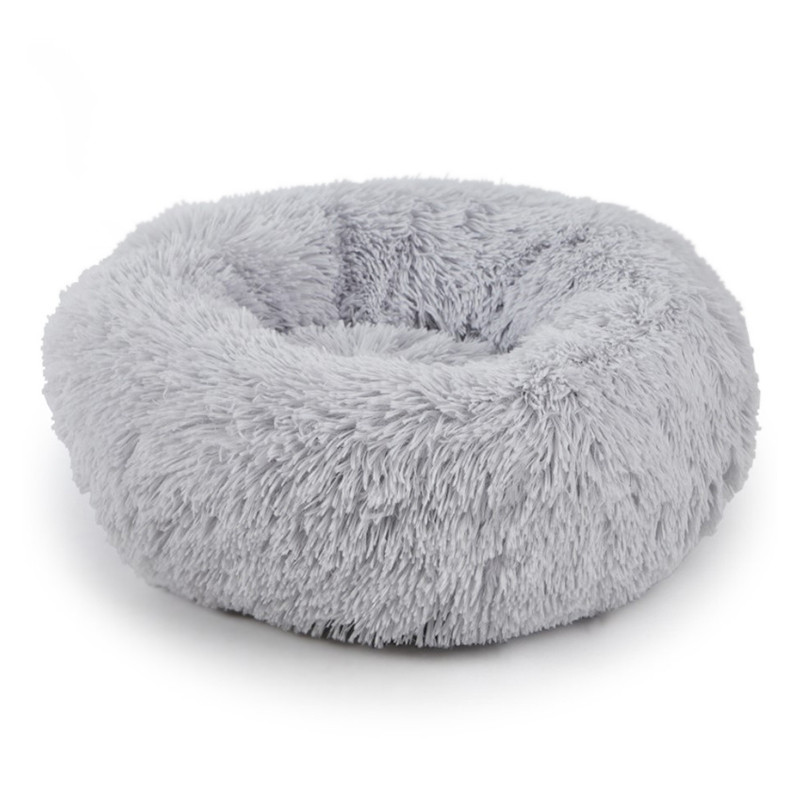 Лежак-пуфик Taotaopets 552201 L Grey для котів собак круглий лежанка