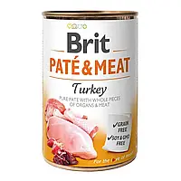 Вологий корм для собак Brit Pate&Meat Turkey шматочки в паштеті, індичка та курка 400 г