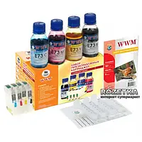 Система НПЧ WWM Epson E73 Black с чипами + чернила, 4х100 г (RC.T128N)