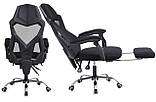 Офісне крісло ігрове в сітку YODA ЧОРНЕ крісло спортивне + підніжка для ніг ігровой стул спортивний стілець, фото 9