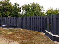 Паркан металевий Штахетник матовий двосторонній RAL 7016 графіт сірий висота 1,2м  Евроштахетник металевий 13см 0,4мм товщина