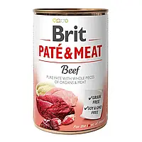 Влажный корм для собак Brit Pate & Meat Beef кусочки в паштете, говядина и индейка 400 гр