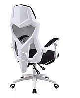 Компютерне крісло спотривне в сіточку YODA БІЛЕ Геймерське крісло + підніжка спортивне ігровой стул стілець