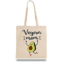 Еко-сумка, шоппер з принтом повсякденна "Vegan Mom"