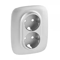 Лицьова панель Legrand Valena IN MATIC/ALLURE Schuko Aluminium для подвійної розетки