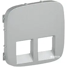 Лицьова панель Legrand Valena Allure RJ11 + RJ45 Aluminium для розетки (755427)