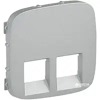 Лицьова панель Legrand Valena Allure RJ11 + RJ45 Aluminium для розетки (755427)