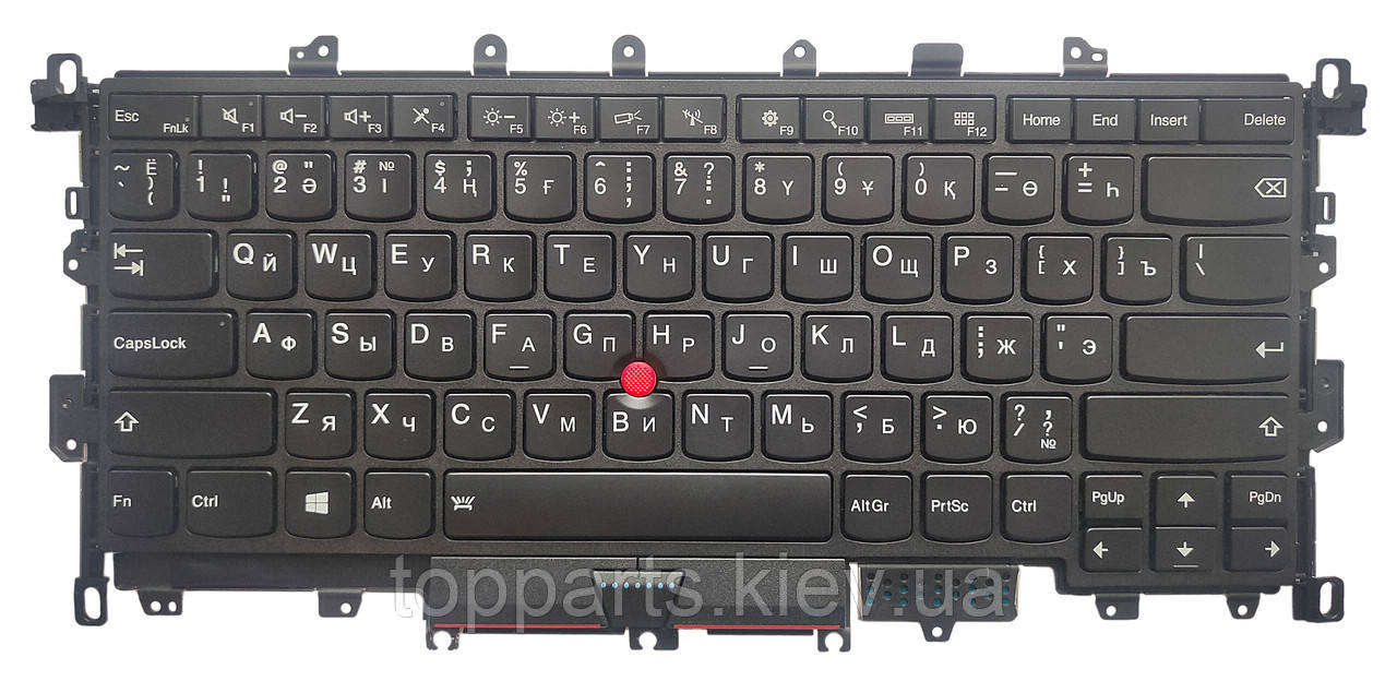 Клавіатура для ноутбуків Lenovo ThinkPad X1 Yoga 1st Gen чорна з чорною рамкою, з трекпоінтом, з підсвіткою RU/US