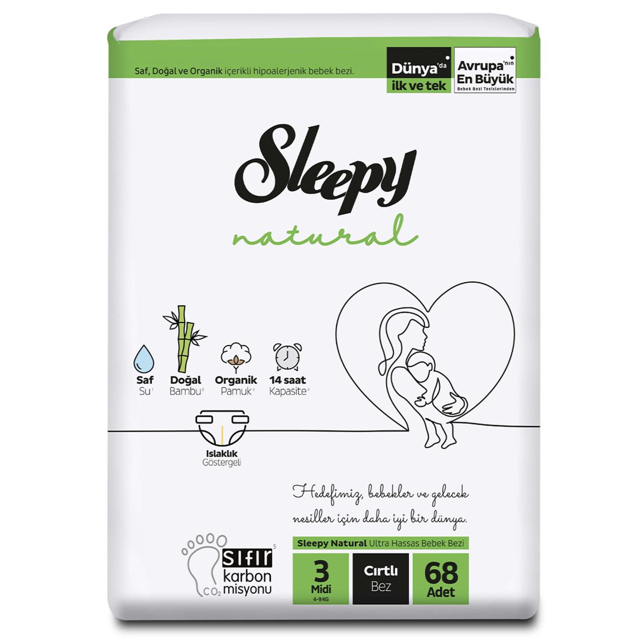 Підгузки дитячі Sleepy Natural 3 midi, 68 шт., фото 1