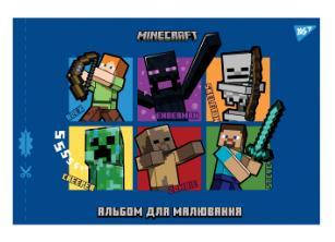 Альбом для малювання 12 л, A4, скоба, KITE, гібрид. +УФ ЛАК / MINECRAFT, фото 1