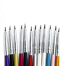 Набір пензлів для малювання, 12штук, кольорові ручки
