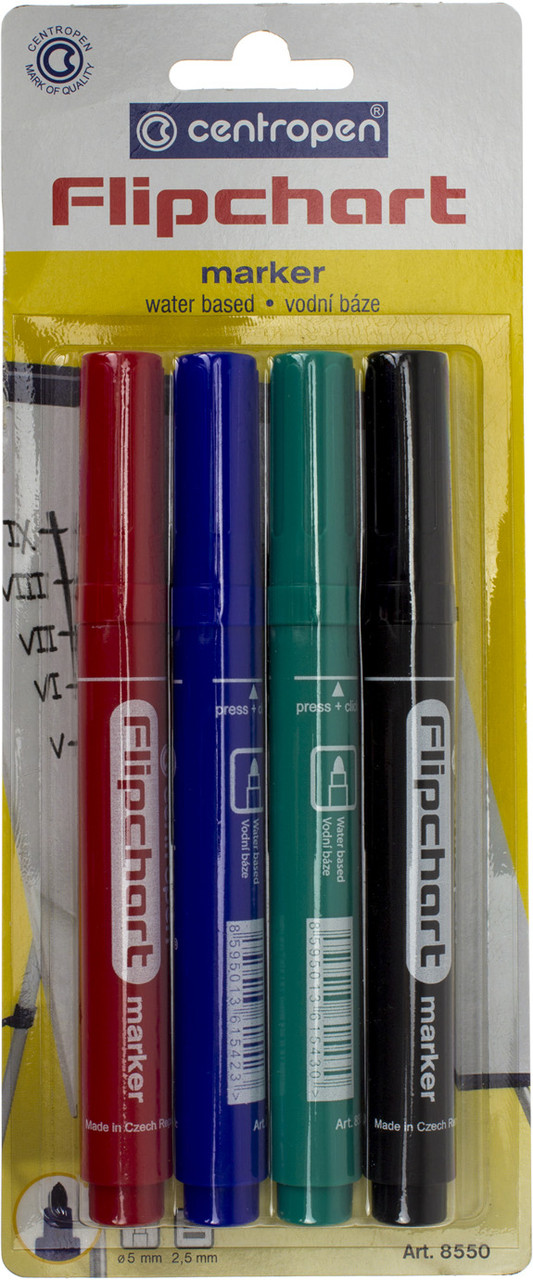 Набір маркерів "Centropen" №8550/04 Flipchart 4 кольор., фото 1
