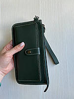 Женский кошелек- портмоне из эко кожи зелёного цвета