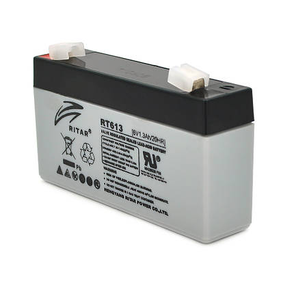 Акумуляторна батарея AGM RITAR RT613, Gray Case, 6V 1.3Ah ( 97х24х 52 (58) ) Q20, фото 1